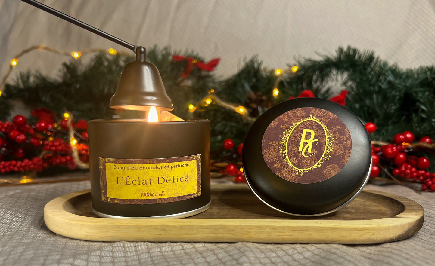 L’Éclat Délice 🍫| Bougie parfumée au chocolat et à la pistache | 30h de diffusion | Cire végétale | Parfum ultra gourmand