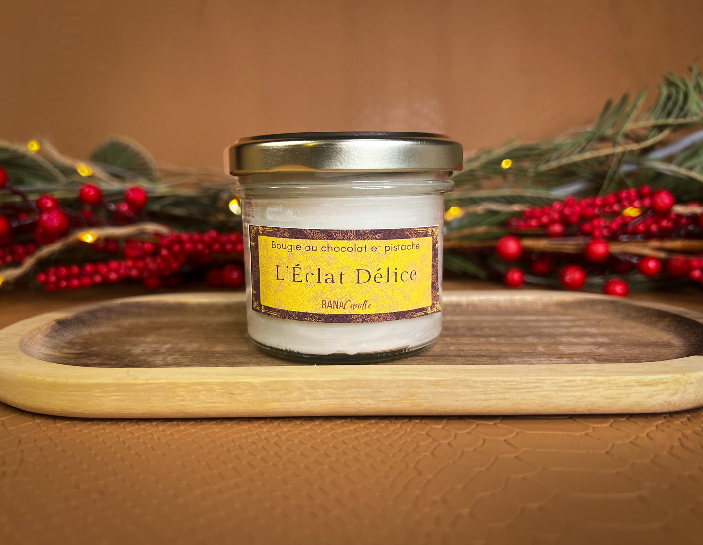 L’Éclat Délice 🍫| Bougie parfumée au chocolat et à la pistache | 20h de diffusion | Cire végétale | Parfum ultra gourmand