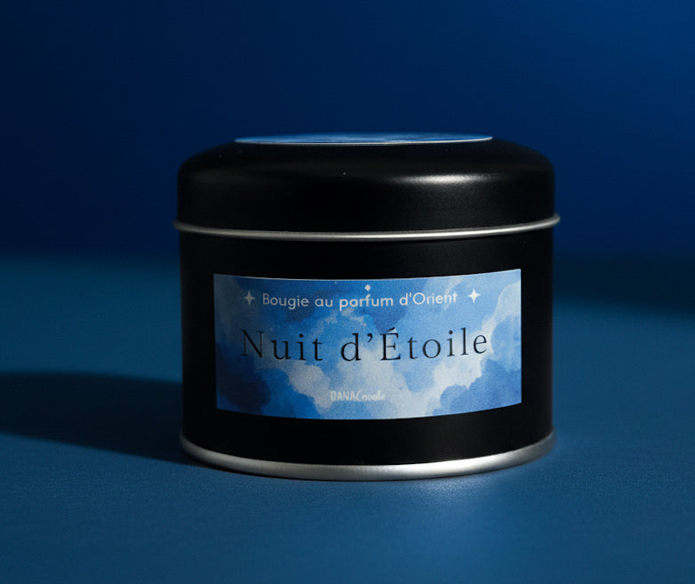 🌙 Nuit d’Étoile | Bougie au parfum d'Orient | 30h de diffusion | Cire végétale | Parfum Oriental • Épicé • Ambré ✨