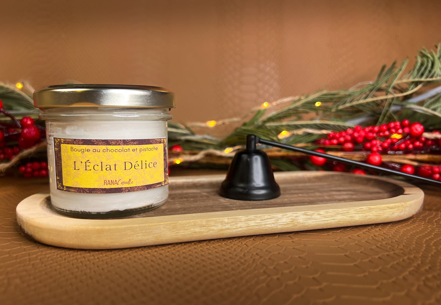 L’Éclat Délice 🍫| Bougie parfumée au chocolat et à la pistache | 20h de diffusion | Cire végétale | Parfum ultra gourmand