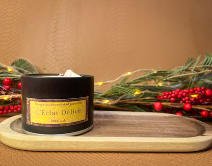 L’Éclat Délice 🍫| Bougie parfumée au chocolat et à la pistache | 30h de diffusion | Cire végétale | Parfum ultra gourmand