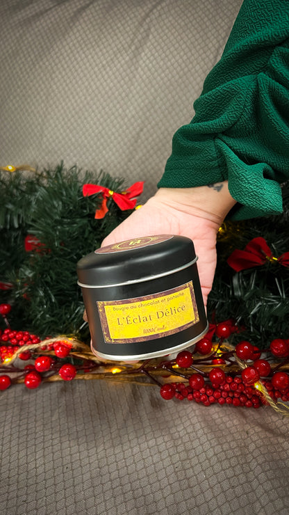 L’Éclat Délice 🍫| Bougie parfumée au chocolat et à la pistache | 30h de diffusion | Cire végétale | Parfum ultra gourmand