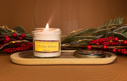 L’Éclat Délice 🍫| Bougie parfumée au chocolat et à la pistache | 20h de diffusion | Cire végétale | Parfum ultra gourmand